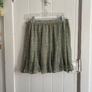 Umgee Floral Skater Skirt in Green